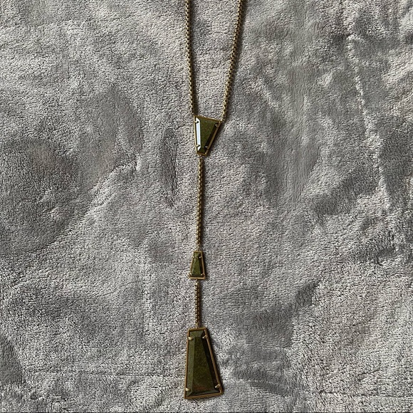 Kendra Scott Epidote & Gold-Plated Geometric Collins Lariat Necklace - Picture 4 of 4